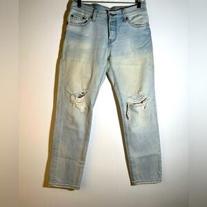 Men's Light Blue Distressed Jeans